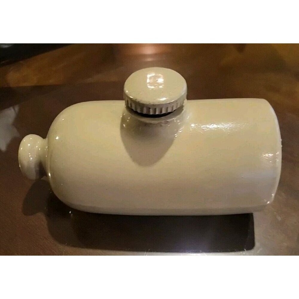 Vintage Hot Water Bottle Stone Glazed Antique Doorstop‎ 8.5 Length 5' Height